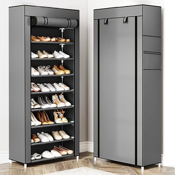Multifunctional 6/8/10-layer shoe organizer with dust cover - Easy to assemble, portable storage, suitable for 27-35 pairs of sneakers, high heels and boots - Ideal choice for home