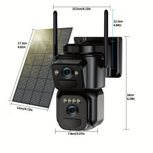 SZSINOCAM 2pcs Solar Security Cameras: 10x Zoom, 360° Viewing, 2K FHD WiFi with Spotlight Alarm, Motion Detection, Color Night Vision & Two-Way Audio - Includes Bullet & PTZ Models