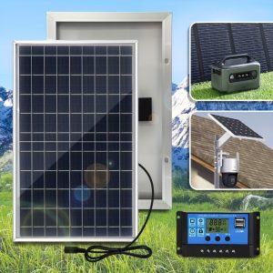 ZGZXSEXHZ brand 1pc 10W polycrystalline silicon material Portable Solar Charger Kit with 18V DC Interface, 60A/80A/100A Controller & USB - Ideal for Power Banks, Camping, Hiking, Cars, Boats, Phones, Street Lights & More, Pet Beds