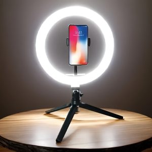 1pc Dimmable 25.4cm LED Ring Light with Adjustable Color Temperature - USB Powered Studio Lighting with 120 LEDs, 360° Rotatable Gooseneck, Tripod Stand & Phone Holder for Video Blogging, Photography & Live Streaming