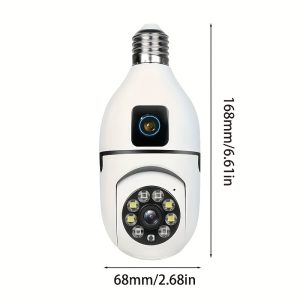 1pc YIIYRY 360° Pan-Tilt Light Bulb Security Camera - 1080P HD Dual Camera, Two-Way Audio, Smart Motion Detection, WiFi & TF Card Slot, No Battery Required, Ideal for Indoor/Outdoor Use, Compatible with Smartphones & Tablets