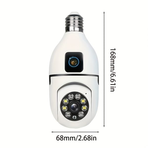 1pc YIIYRY 360° Pan-Tilt Light Bulb Security Camera - 1080P HD Dual Camera, Two-Way Audio, Smart Motion Detection, WiFi & TF Card Slot, No Battery Required, Ideal for Indoor/Outdoor Use, Compatible with Smartphones & Tablets