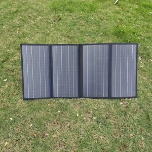 A Portable Solar Charger with 60W Capacity - Foldable Solar Panels Featuring 2 USB-A Ports And 1 DC Port.