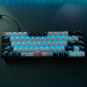 Compact 68-Key Mechanical Gaming Keyboard - Sea Blue LED Backlit, Ergonomic Design with Hot-Swappable Blue Switches, Detachable Cable for Windows/Mac - Perfect Gift for Birthdays & Holidays