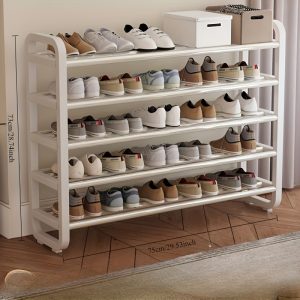 5-Tier Space-Saving Metal Shoe Rack - Durable, Narrow Design, Multi-Layer Iron Craft for Entryway, Dorm, Living Room - Black, Easy Assembly, No Wood, Ground Standing Storage Organizer
