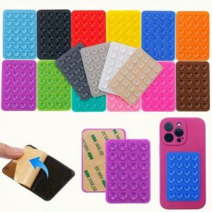 Colorful Silicone Suction Cup Phone Adhesive Stand - Strong Grip for Selfie Videos, Easy to Use, Upgraded Design, Compatible with All Phones, Vibrant Blue, Red, Green, Yellow, Orange, Purple & More, Selfie Stick for Phone