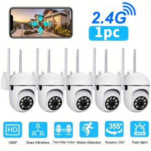 Wireless Security Camera - 1080P Full HD Video, 2.4G Long-Range Wifi Connection, Night Vision, Remote Monitoring Via App, Two-Way Audio Intercom, Motion Detection, Real-Time Alerts, Suitable for Home And Business Surveillance.