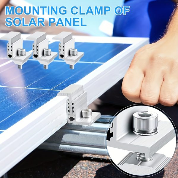 4pcs, Solar Panel Mounting Brackets Adjustable End Panel Clamp Aluminum Bracket For Solar Panel Photovoltaic Mounting System Accessories