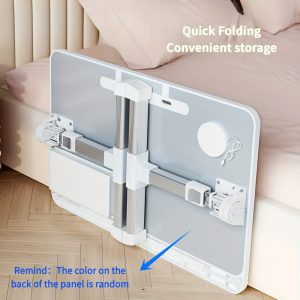 Adjustable Wood Fiber Lap Desk, Portable Overbed Laptop Stand with Storage Drawer, Minimalist Foldable Bedside Computer Table, Elevating Workstation for Bed and Sofa, with Uncharged Use