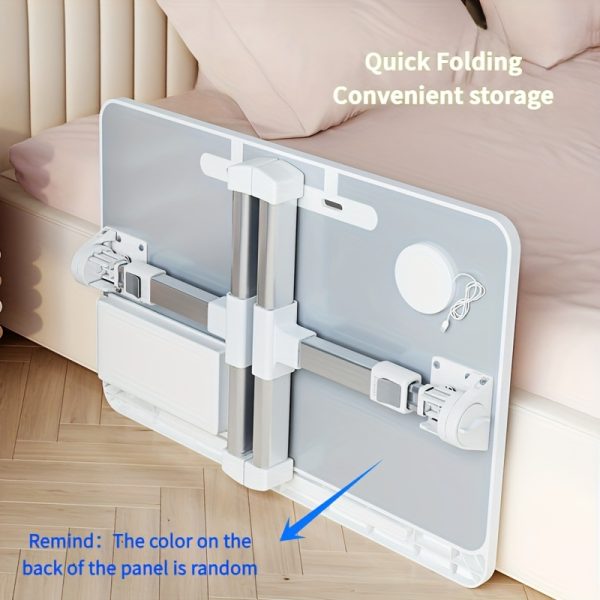 Adjustable Wood Fiber Lap Desk, Portable Overbed Laptop Stand with Storage Drawer, Minimalist Foldable Bedside Computer Table, Elevating Workstation for Bed and Sofa, with Uncharged Use
