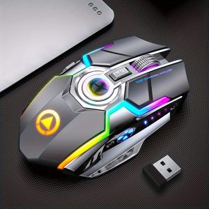 YINDIAO Rechargeable Wireless Mouse with RGB Lighting and Silent Operation for Office, Gaming Desktops, Laptops, and General Gaming Devices