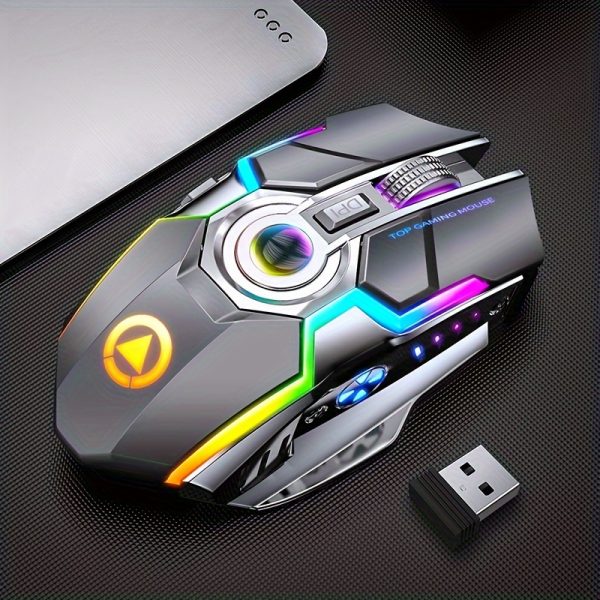 YINDIAO Rechargeable Wireless Mouse with RGB Lighting and Silent Operation for Office, Gaming Desktops, Laptops, and General Gaming Devices