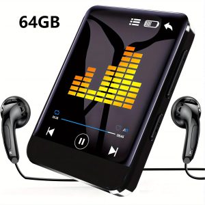 64GB Portable MP3 Player with Full Touch Screen, HD Speaker, FM Radio, Voice Recorder, and 64GB Storage – Compact Design for Travel, Sports, and Video Playback, Travel Music Player | Sleek Gadget Design | Vibrant Display