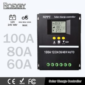 ROEXBY 100A Solar Charge Controller - MPPT & PWM Compatible, 12V/24V/36V/48V Auto, with LCD Display & Dual USB Ports - Advanced Power Tracking for Efficient Solar Energy Use in Home Systems & More